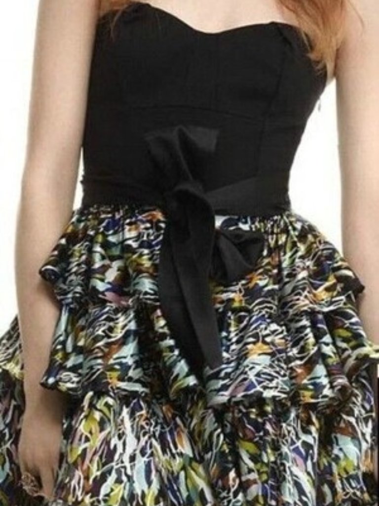 Diane Von Furstenberg Alkin Retro 80s Ruffle Tier Brush Marks Dress Sz 2